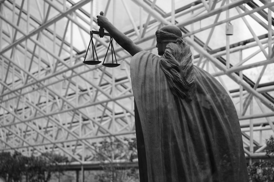 Lady Justice statue holding scales